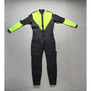 Oceanic Women Wetsuit L Black Neon Full Body Back Zipper 5mm One Piece Scuba